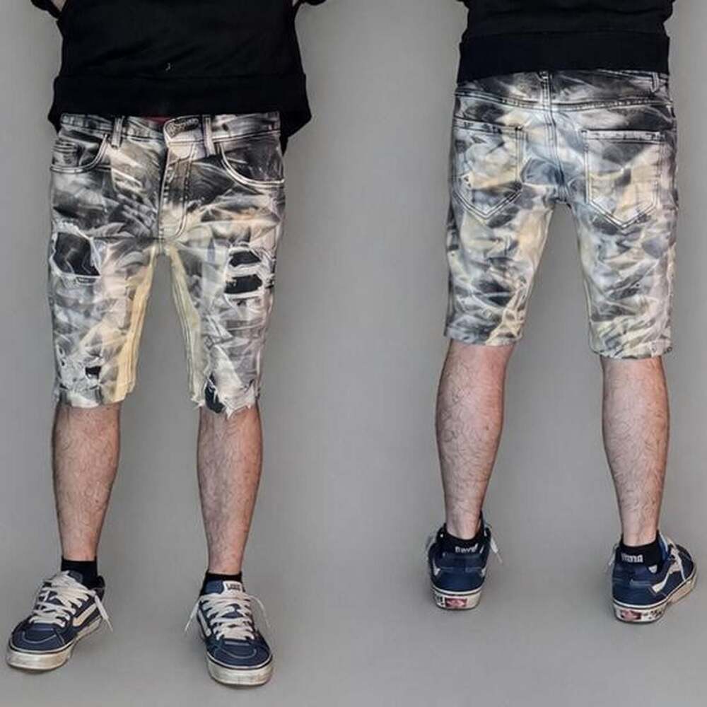 Evolution In Design Distressed Acid Wash Denim Shorts